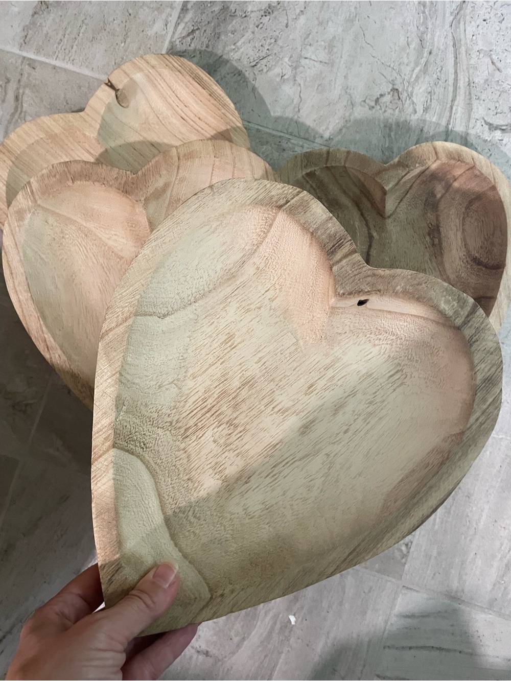 Hand-Carved Heart Wood Serving Bowl - decor Natural Light Wood